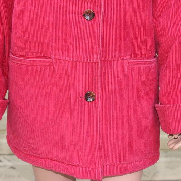BLAIR WOMENS MEDIUM RED CORDUROY BLAZER JACKET SOFT FUR LINED BUTTON CLOSURE - Picture 4 of 8